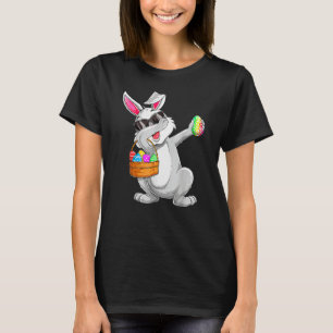 Dabbing Rabbit Easter Day Eggs Hunting Basket Dab  T-Shirt