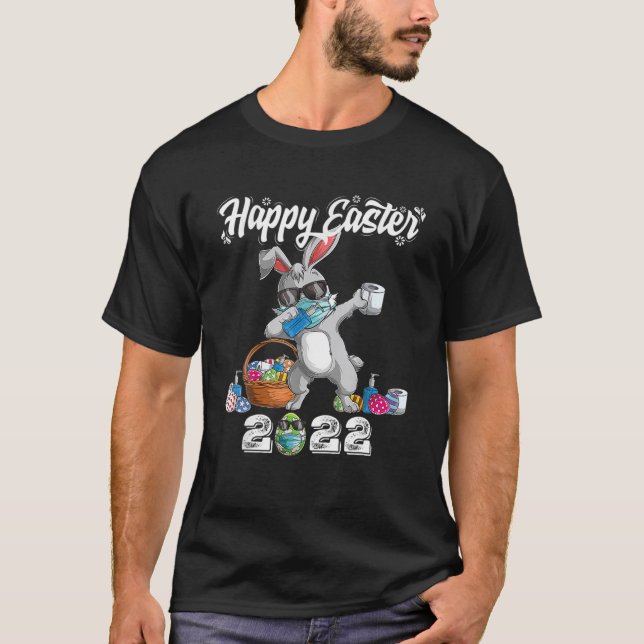 Dabbing Rabbit Happy Easter Day 2022 Eggs Dab Boys T-Shirt (Front)