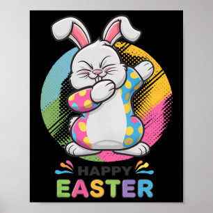 Dabbing Rabbit Happy Easter Day Bunny Eggs Dab Boy Poster