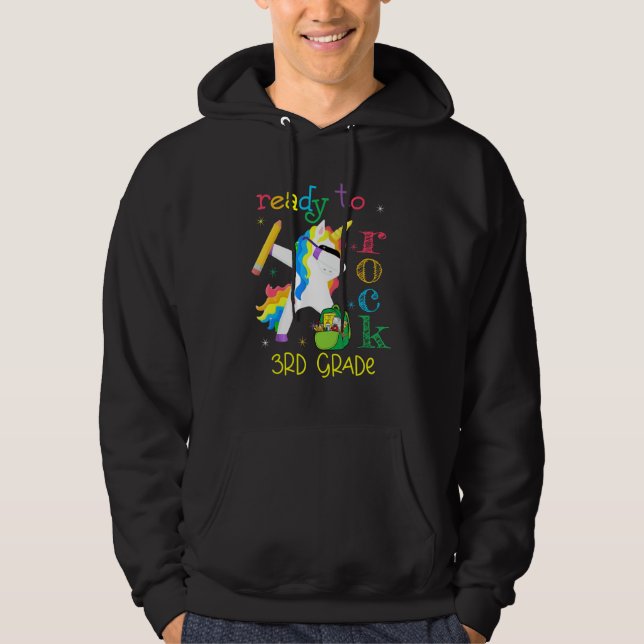 Dabbing Ready To Rock 3rd Grade Unicorn 1st Day Of Hoodie (Front)