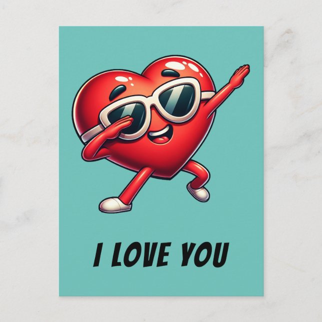 Dabbing Red Heart I love You Card (Front)