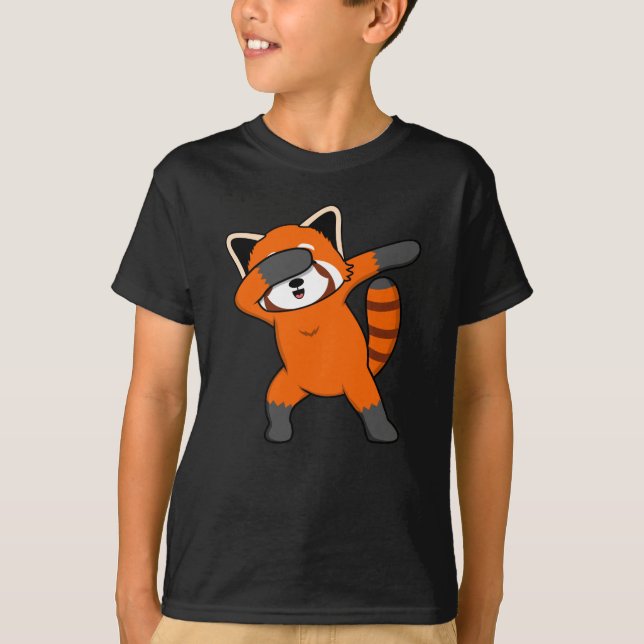 Dabbing Red Panda Cute Pet Animal Pandas Lover Gra T-Shirt (Front)