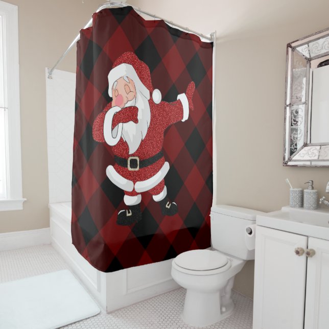 Dabbing Red Plaid Santa Claus | Fun Rustic Buffalo (In Situ)