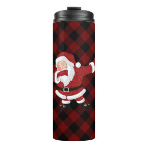 Dabbing Red Plaid Santa Claus   Fun Rustic Buffalo Thermal Tumbler