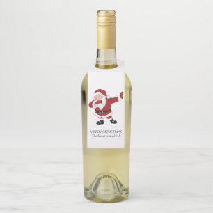 Dabbing Red Santa Claus   Fun Holiday XMAS Humour Bottle Tag