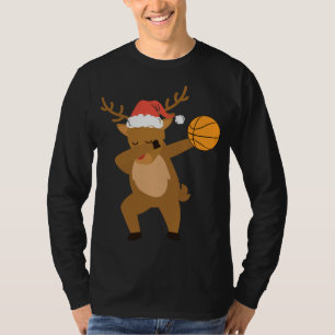 Dabbing reindeer Basketball Santa Christmas T-Shirt