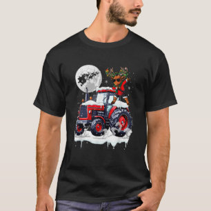 Dabbing Reindeer On Tractor Christmas Driver Lover T-Shirt