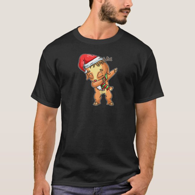 Dabbing Rudolph Reindeer Christmas Funny Xmas Deer T-Shirt (Front)