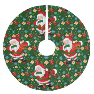 dabbing santa brushed polyester tree skirt