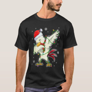 Dabbing Santa Chicken Merry Christmas Kids Women M T-Shirt