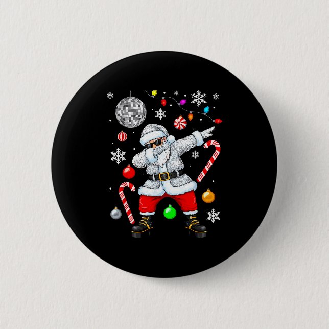 Dabbing Santa Christmas Disco Retro 70s 80s Vibes  2 Inch Round Button (Front)