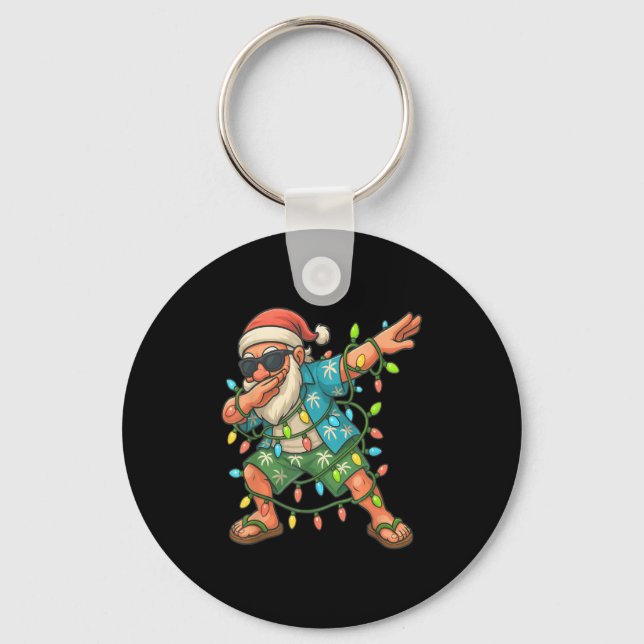 Dabbing Santa Christmas In July 2025 Hawaiian Xmas Keychain (Front)