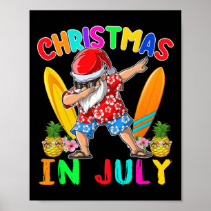 Dabbing Santa Christmas In July Boys Men Hawaiian Poster