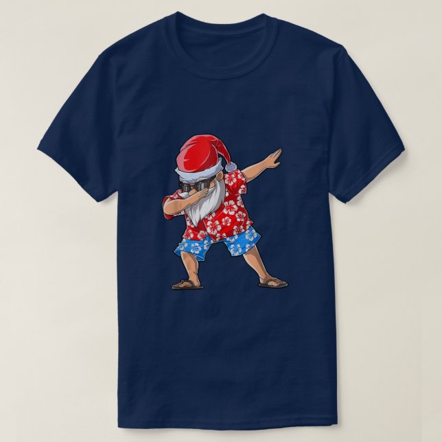 Dabbing Santa Christmas In July Funny Men Tropical T-Shirt (Design Front)