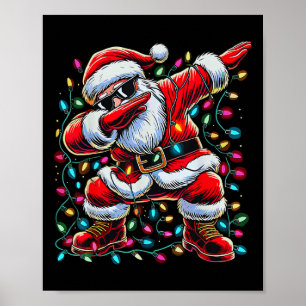 Dabbing Santa Christmas Lights Holidays Fun  Poster