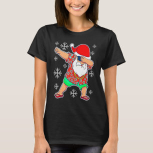 Dabbing Santa Christmas Summer Tropical Hawaiian X T-Shirt