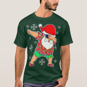 Dabbing Santa Christmas Summer Tropical Hawaiian X T-Shirt
