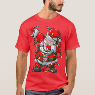 Dabbing Santa Christmas Tree Lights Xmas Gifts Boy T-Shirt