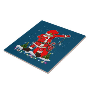 Dabbing Santa Christmas Tree Lights Xmas Gifts Boy Tile