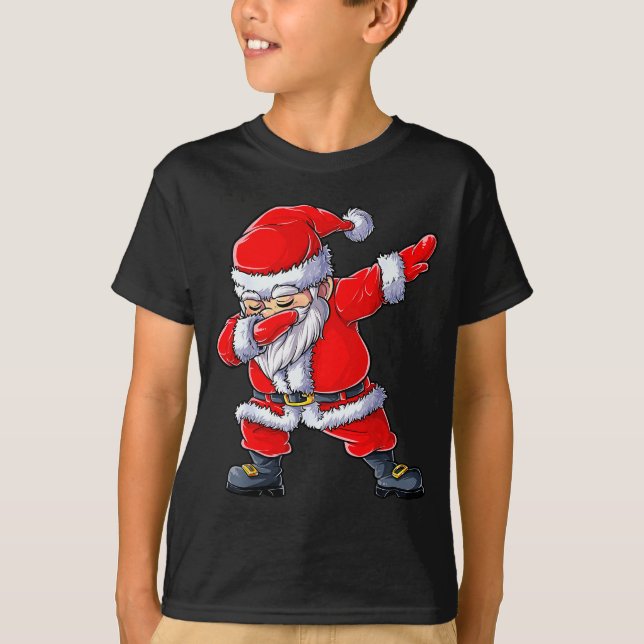 Dabbing Santa Claus Christmas Boys Men Funny Xmas  T-Shirt (Front)