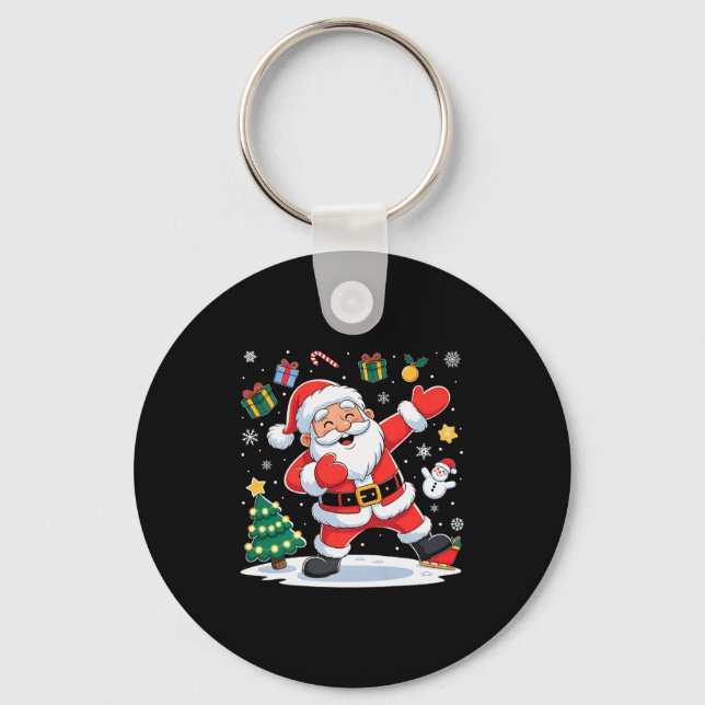 Dabbing Santa Claus Christmas Holiday Boys Kids Da Keychain (Front)