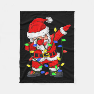 Dabbing Santa Claus Christmas Tree Lights Boys Kid Fleece Blanket
