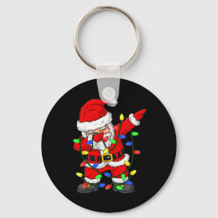 Dabbing Santa Claus Christmas Tree Lights Boys Kid Keychain