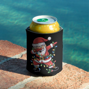 Dabbing Santa Claus Funny Christmas Lights Can Cooler