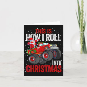 Dabbing Santa Claus Monster Truck Boys Christmas X Card
