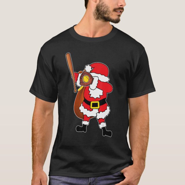 Dabbing Santa Claus Softball Christmas  For Kids B T-Shirt (Front)
