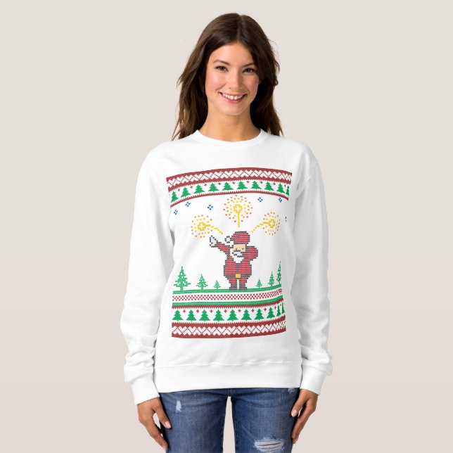 Dabbing Santa Claus Ugly Christmas Sweater (Front Full)