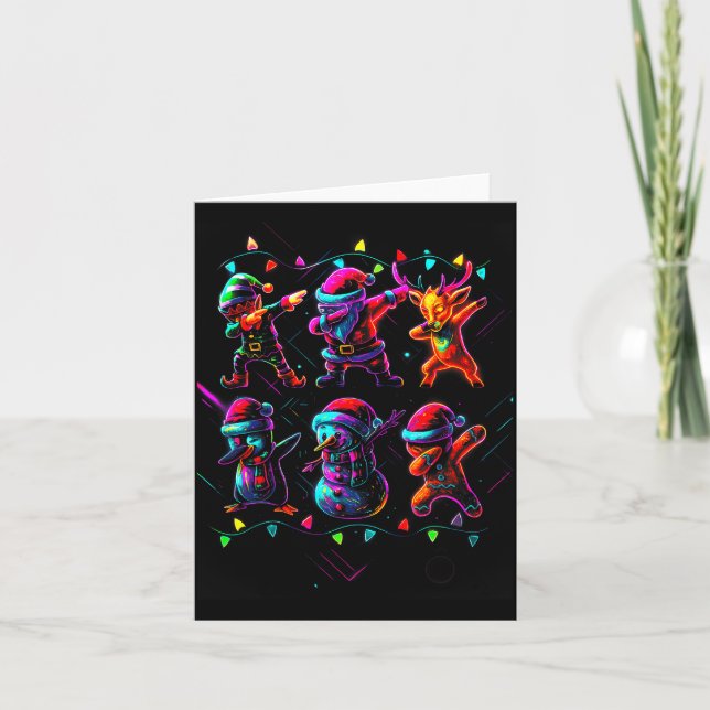 Dabbing Santa Elf Friends Christmas Boys Girls Men Card (Front)