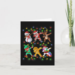 Dabbing Santa Elf Friends Christmas Boys Girls Men Card