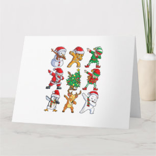 Dabbing Santa Elf Friends Christmas Boys Girls Men Card