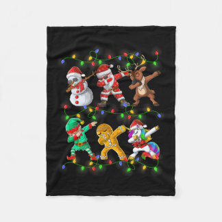 Dabbing Santa Elf Friends Christmas Boys Girls Men Fleece Blanket