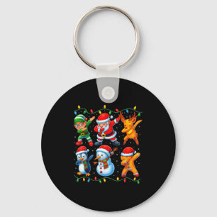 Dabbing Santa Elf Friends Christmas Boys Girls Men Keychain