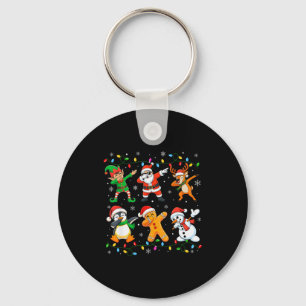 Dabbing Santa Elf Friends Christmas Boys Girls Men Keychain