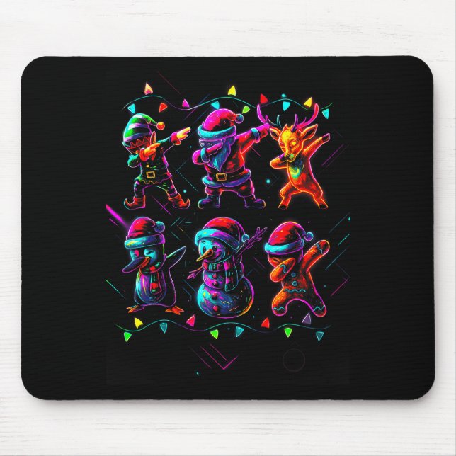 Dabbing Santa Elf Friends Christmas Boys Girls Men Mouse Pad (Front)
