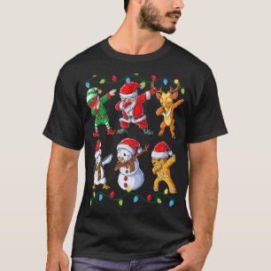 Dabbing Santa Elf Friends Christmas Boys Girls Men T-Shirt