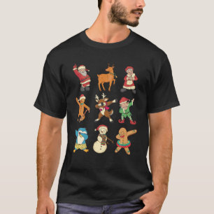 Dabbing Santa Elf Friends Christmas Boys Girls Men T-Shirt