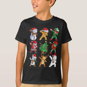 Dabbing Santa Elf Friends Christmas Boys Girls Men T-Shirt