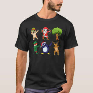Dabbing Santa Elf Friends Christmas Boys Girls Men T-Shirt