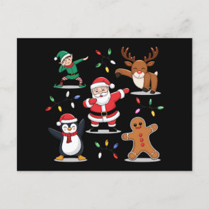 Dabbing Santa Elf Friends Christmas Xmas Dab Holiday Postcard