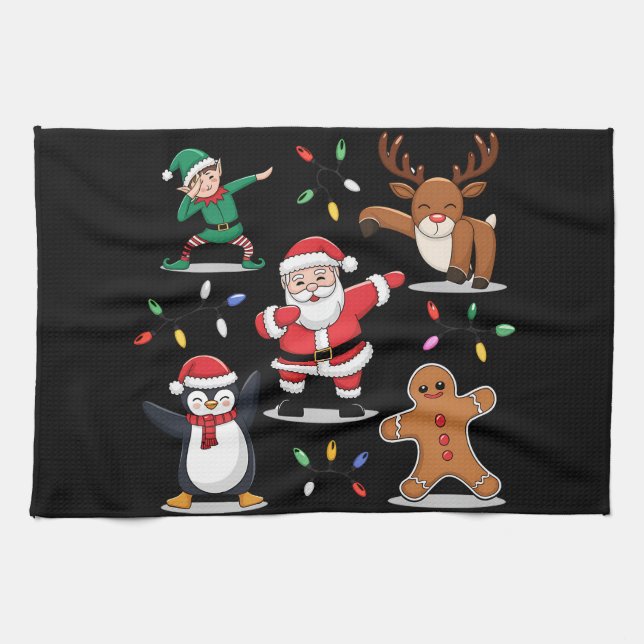 Dabbing Santa Elf Friends Christmas Xmas Dab Kitchen Towel (Horizontal)