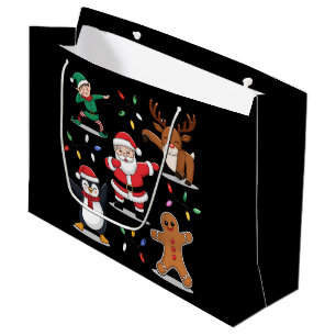 Dabbing Santa Elf Friends Christmas Xmas Dab Large Gift Bag