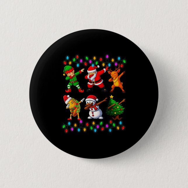 Dabbing Santa Elf Friendship Christmas Boys Kids X 2 Inch Round Button (Front)