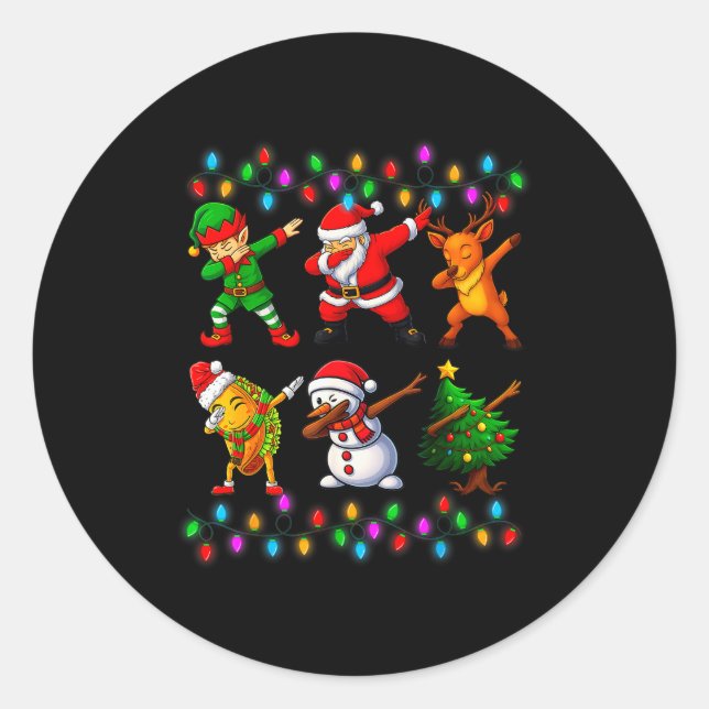 Dabbing Santa Elf Friendship Christmas Boys Kids X Classic Round Sticker (Front)