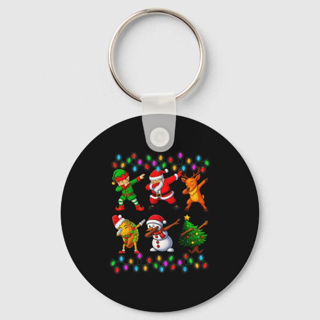 Dabbing Santa Elf Friendship Christmas Boys Kids X Keychain (Front)