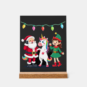 Dabbing Santa Elf Unicorn Christmas Kids Boys Men Acrylic Sign
