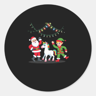 Dabbing Santa Elf Unicorn Christmas Kids Boys Men  Classic Round Sticker